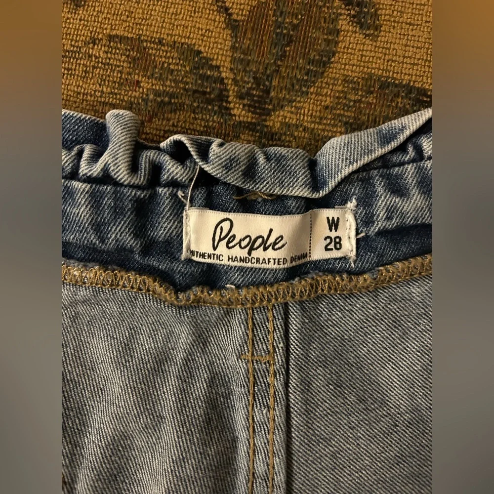 People pleated High Rise Blue Acid Wash Wide-Leg Jeans Size 28 - Picture 12 of 13